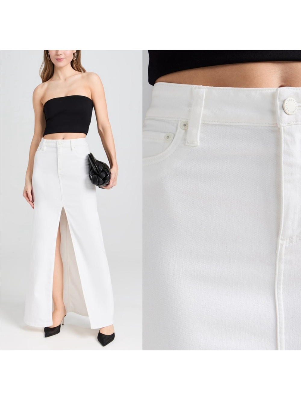 Alice + Olivia white Denim maxi skirt NWT